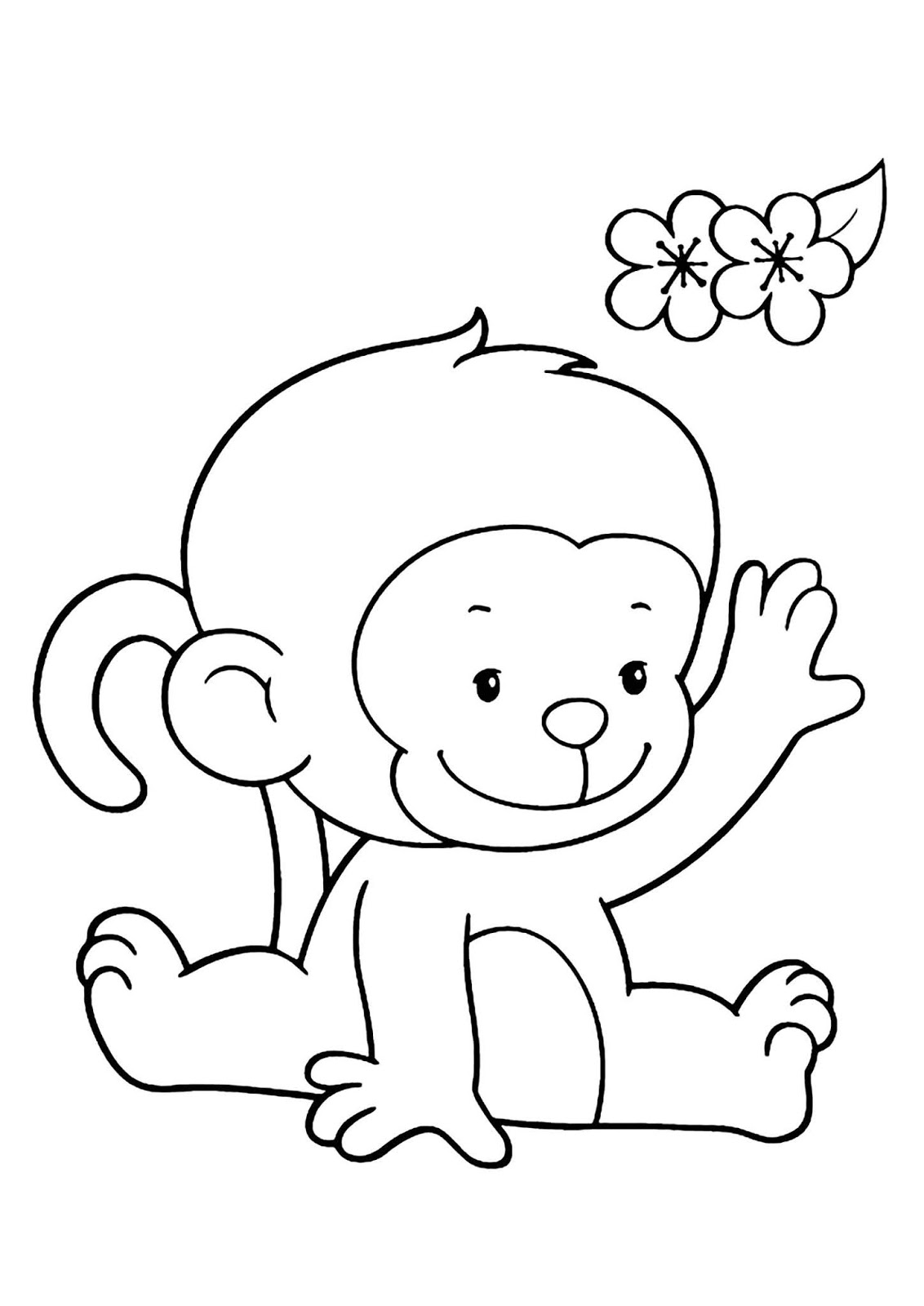 Tranh tô màu con khỉ đơn giản