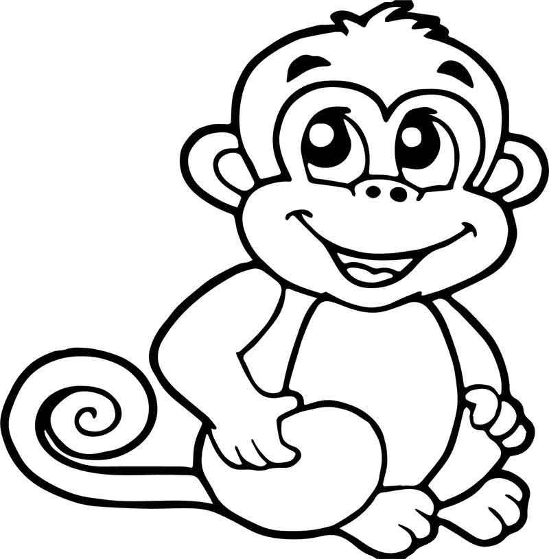 Tranh tô màu con khỉ mỉm cười