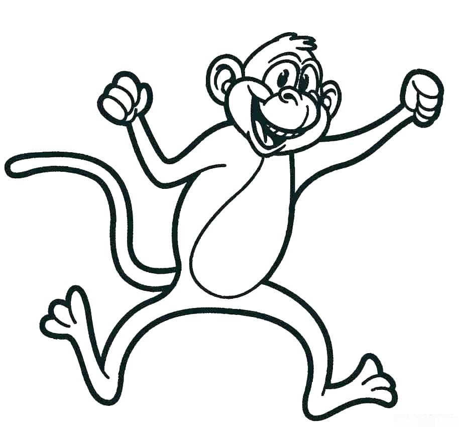 Tranh tô màu con khỉ vui mừng