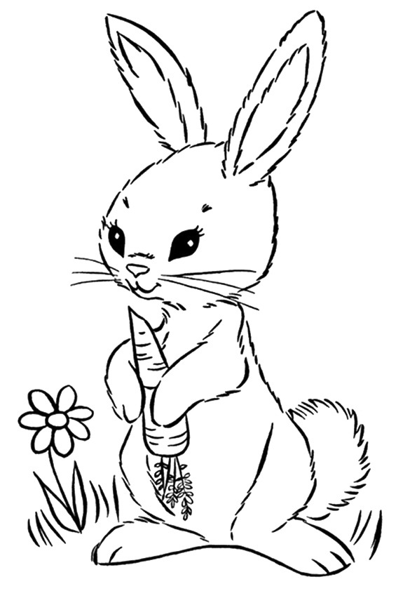 Tranh tô màu con thỏ ôm củ cà rốt