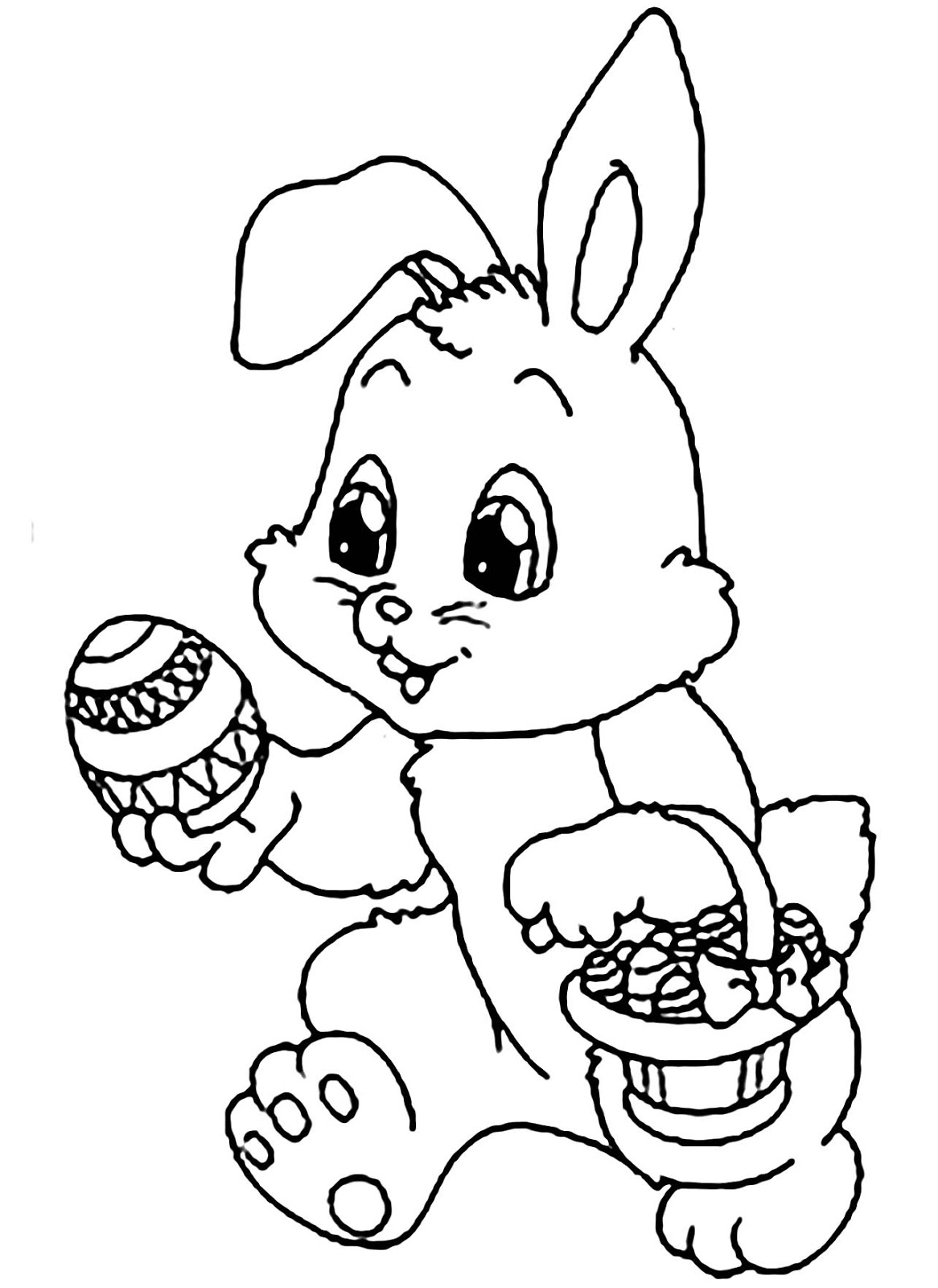 Tranh tô màu con thỏ và giỏ trứng