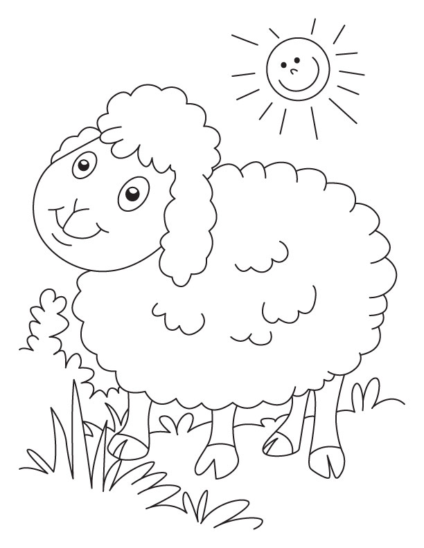 Tranh tô màu cừu con đi tắm nắng