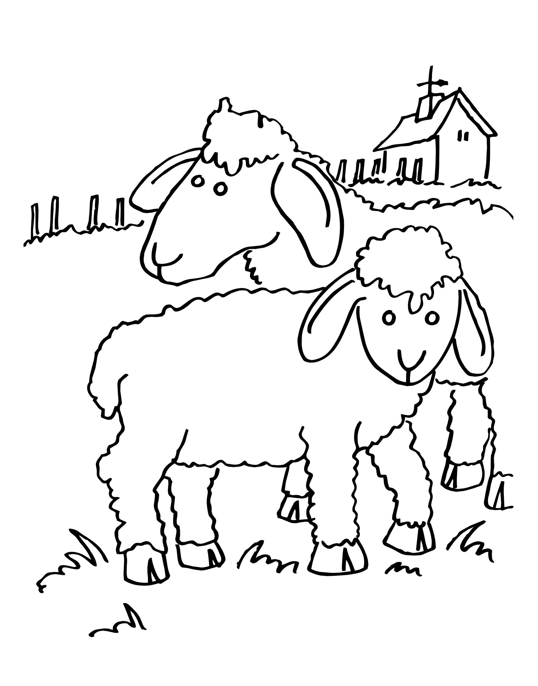 Tranh tô màu cừu mẹ và cừu con