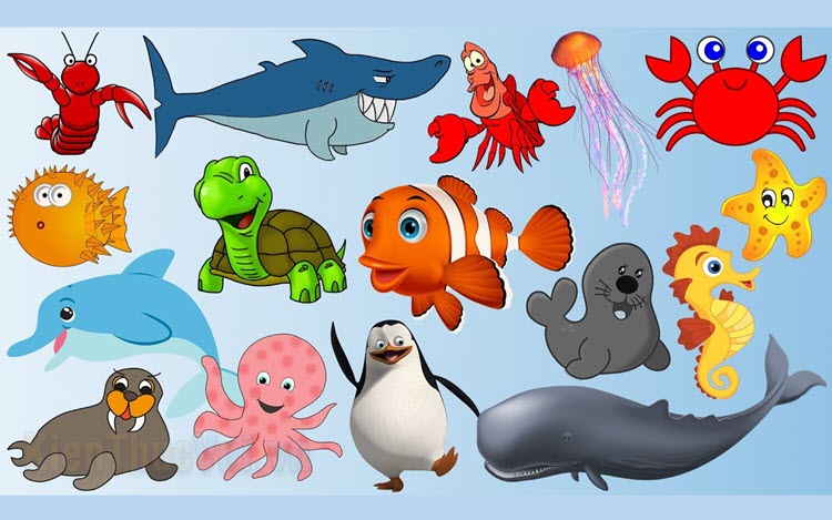 Tranh dán tường hoạt hình những con vật dưới biển K0261