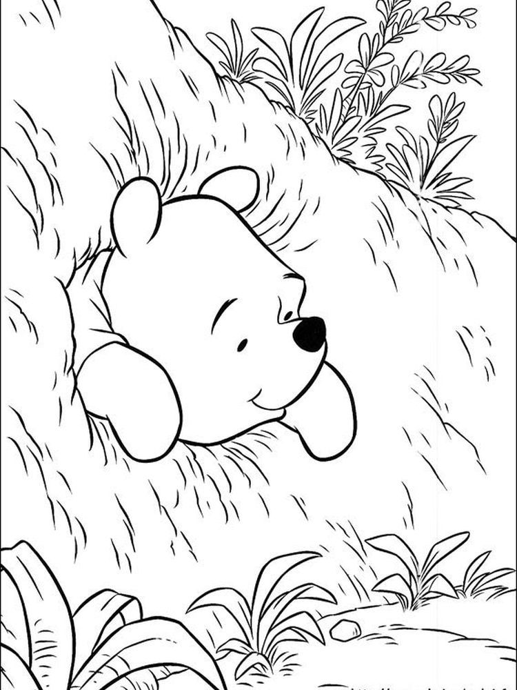 Tranh tô màu gấu Pooh bị mắc kẹt
