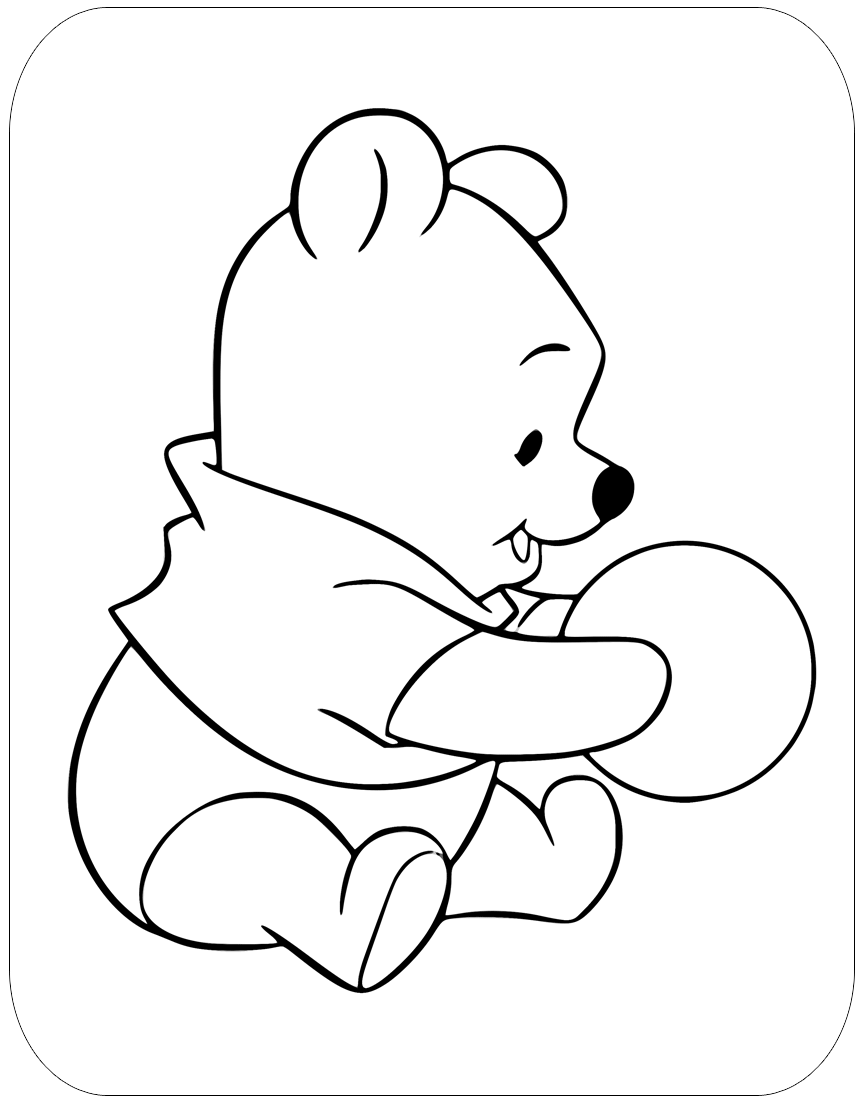 Tranh tô màu gấu Pooh cute, đáng yêu