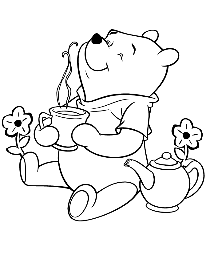 Tranh tô màu gấu Pooh đẹp, đáng yêu