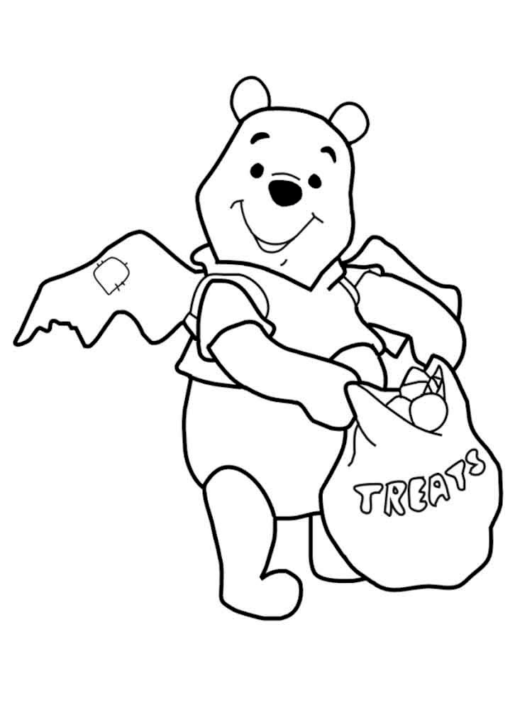 Tranh tô màu gấu Pooh Halloween