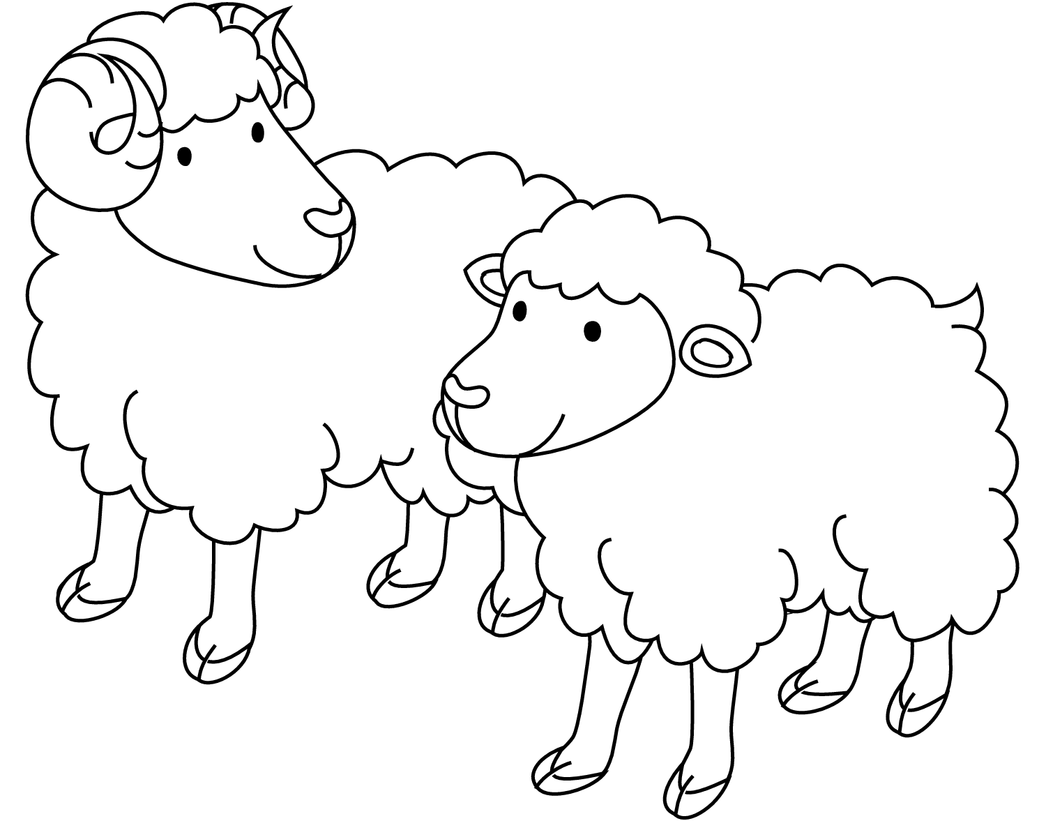 Tranh tô màu hai con cừu