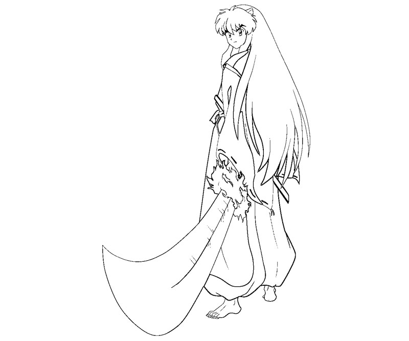 Tranh tô màu Inuyasha cầm kiếm cực ngầu