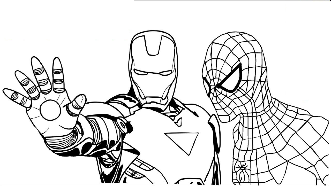 Tranh tô màu Iron Man và Spider Man