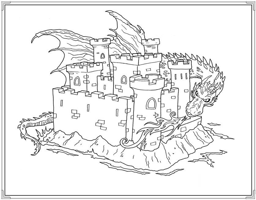 Trang màu lâu đài công chúa được bảo vệ bởi con rồng