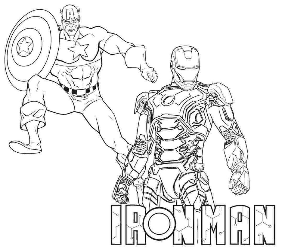 Tranh tô màu Iron Man và Captain America