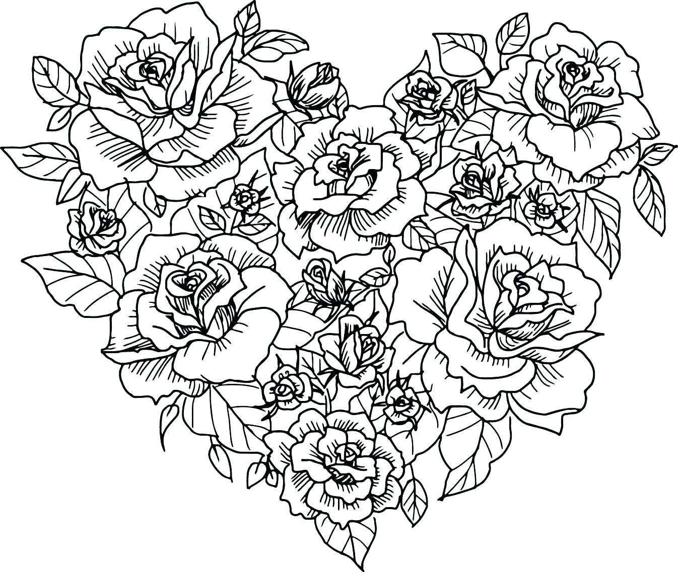 Tranh tô màu những bông hoa hồng kết thành trái tim