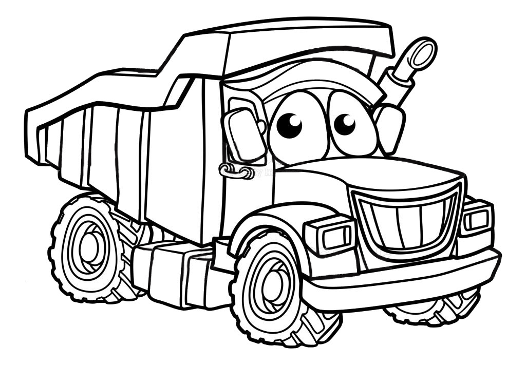 Tranh tô màu ô tô tải cartoon