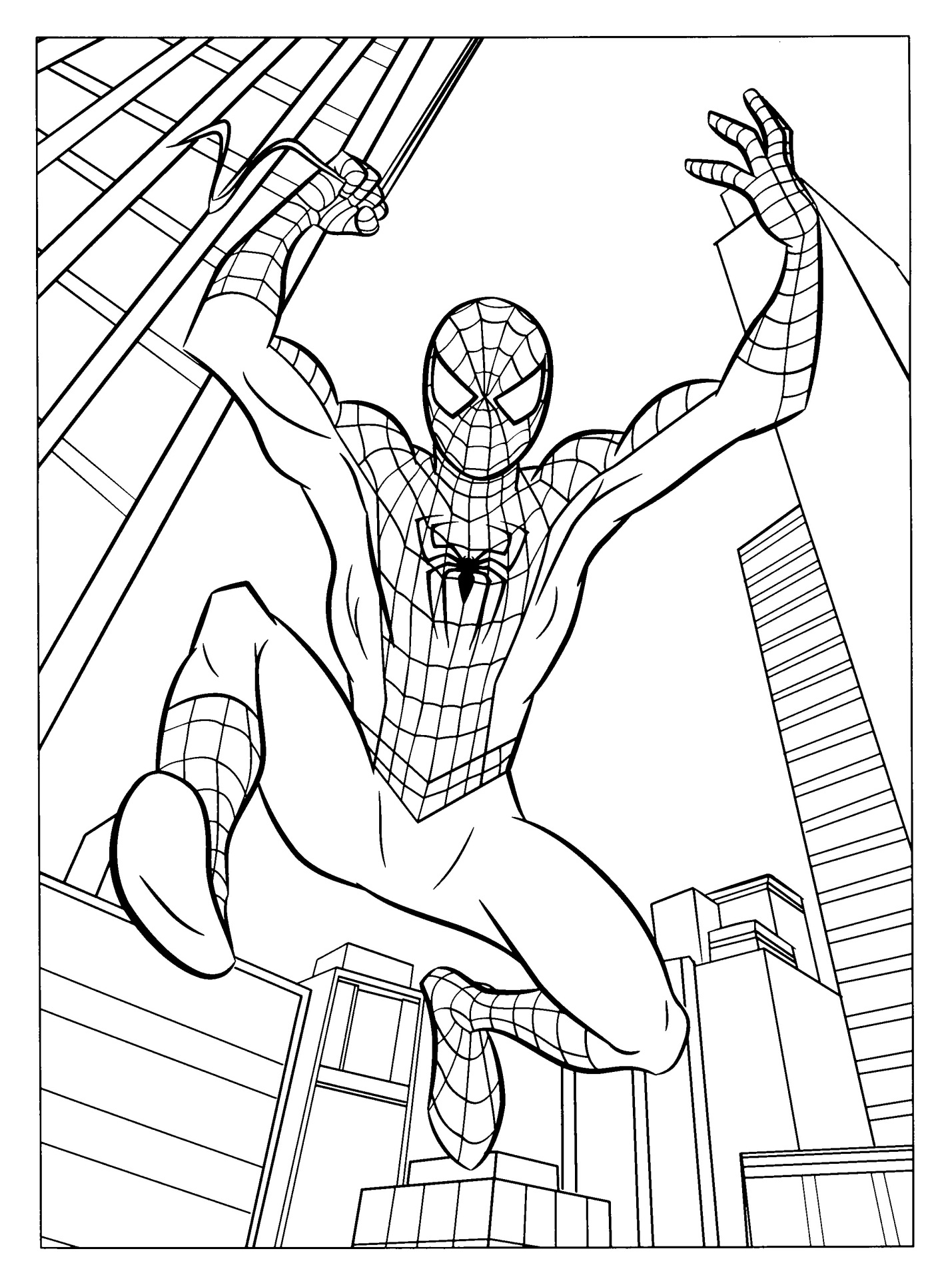 Tranh tô màu siêu anh hùng Spider Man hành động