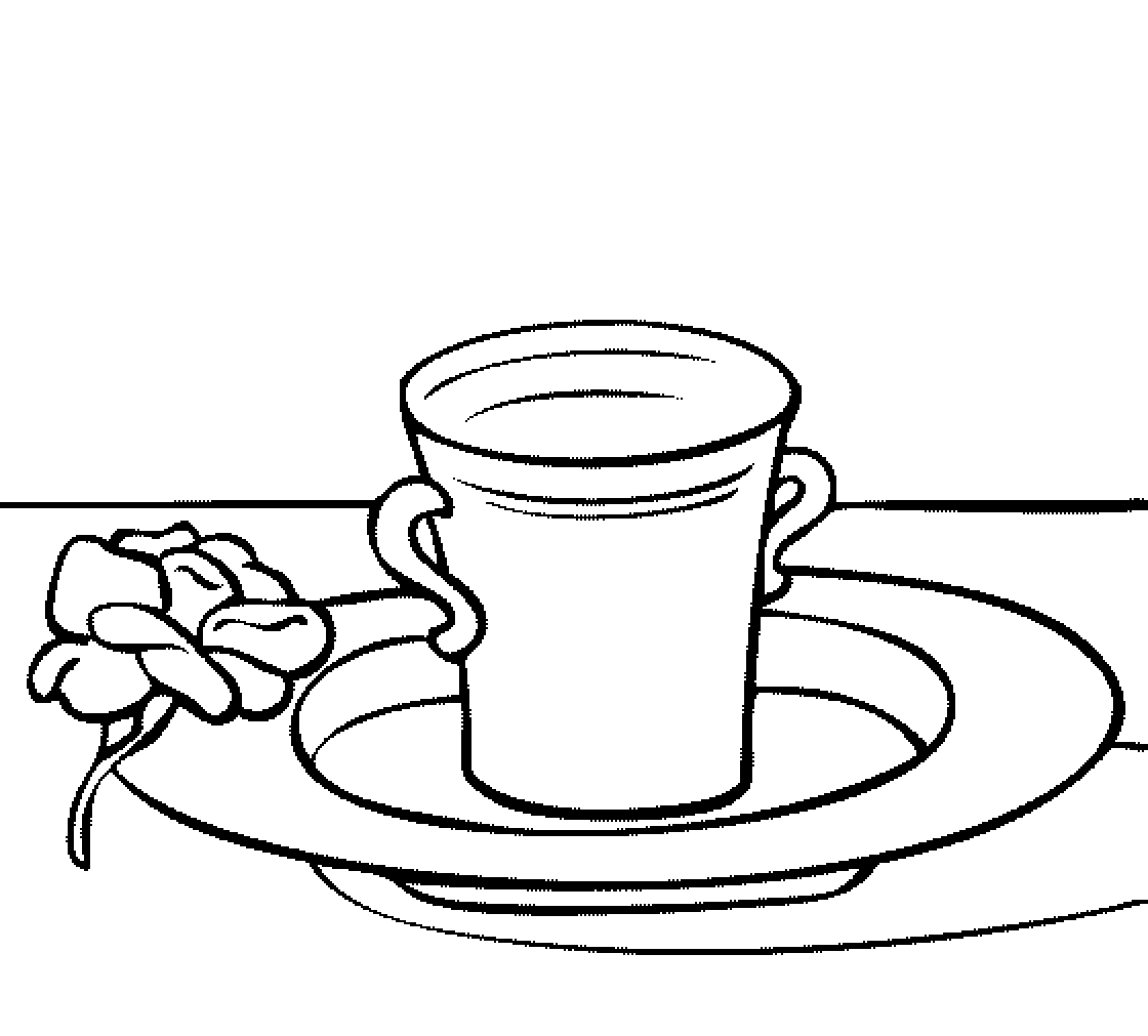 Tranh vẽ cái cốc đơn giản chưa tô màu
