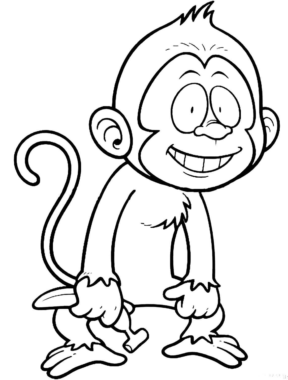 Tranh vẽ con khỉ chưa tô màu