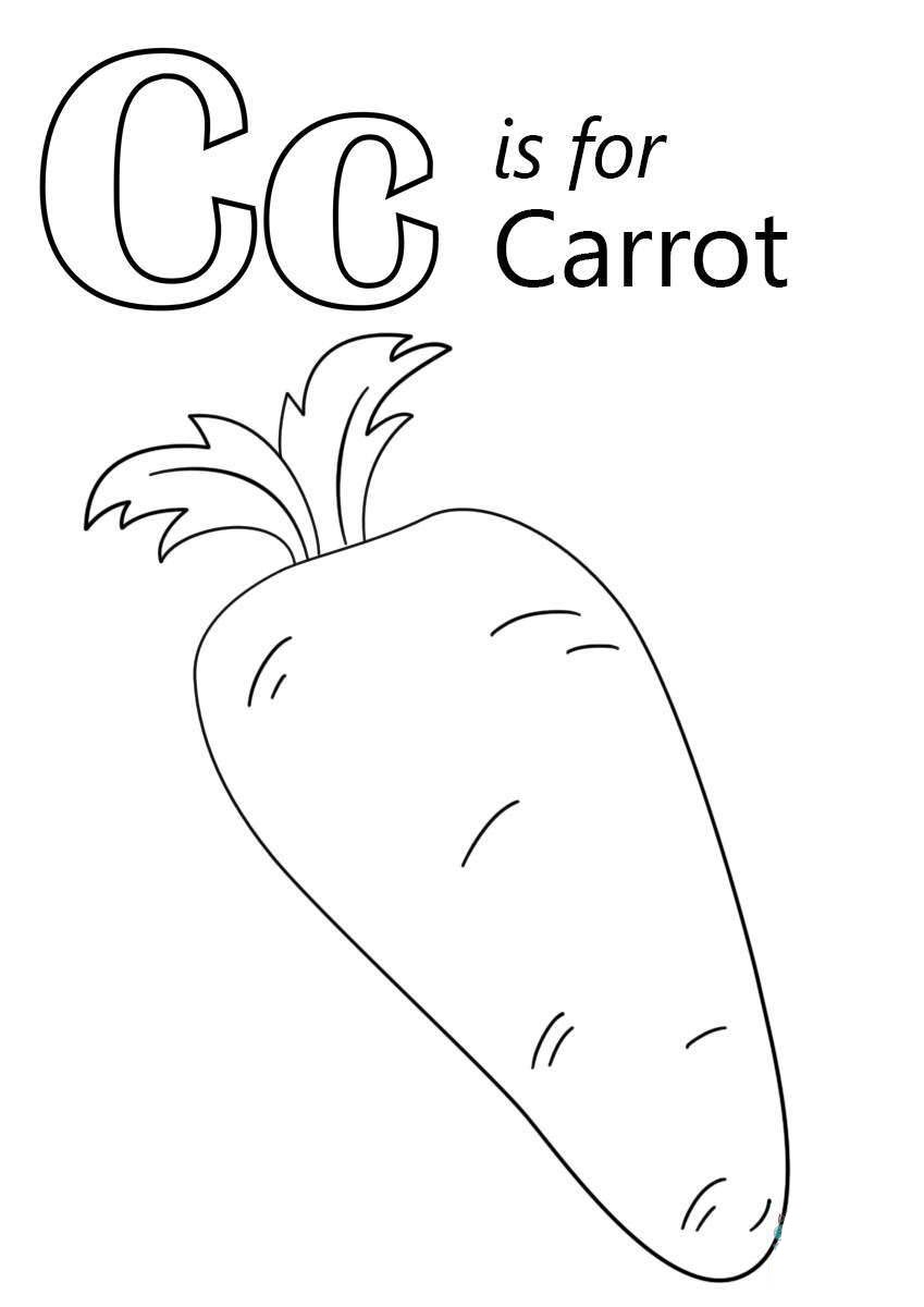 Tranh vẽ củ cà rốt chưa tô màu
