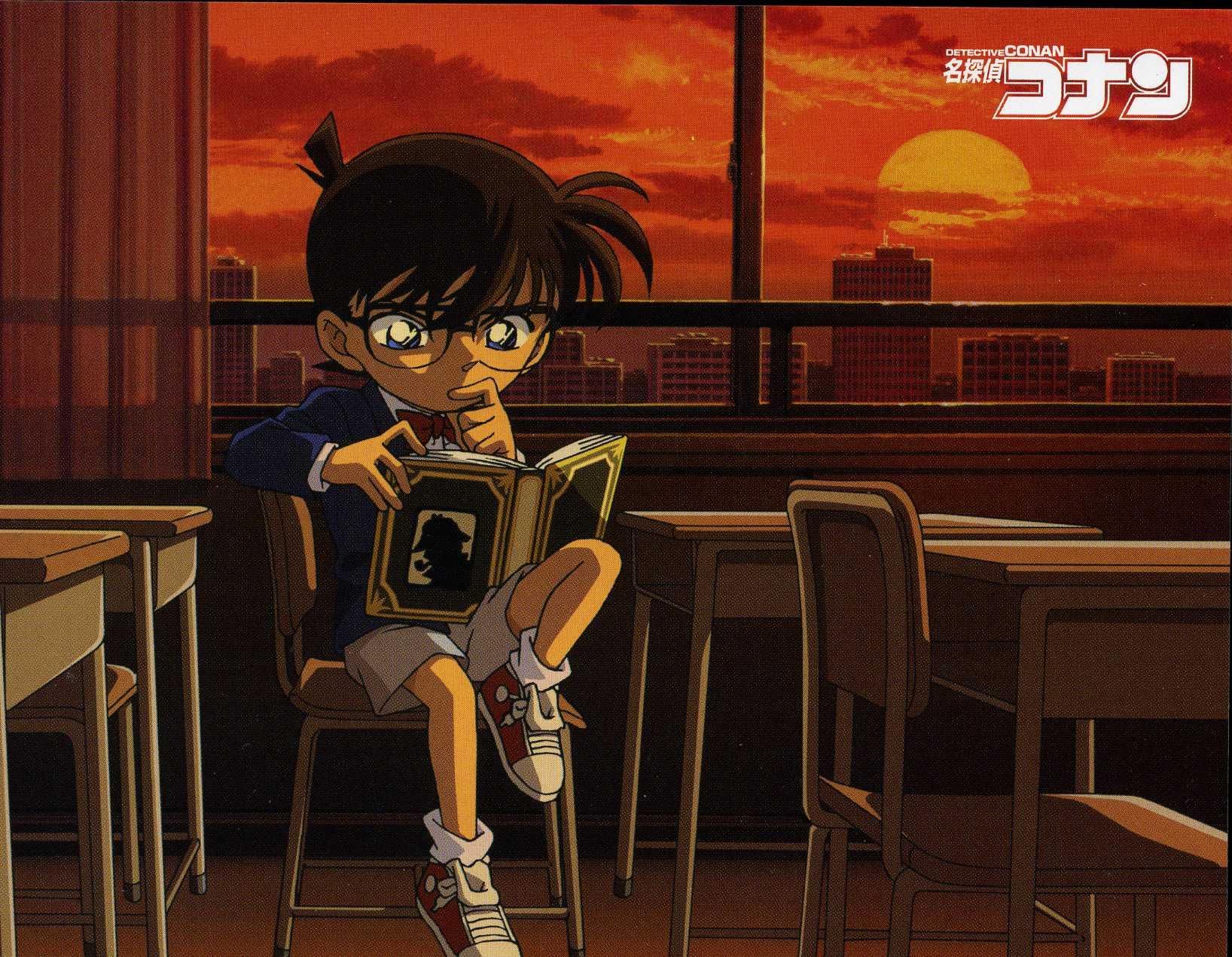 Hình ảnh Conan đang đọc sách
