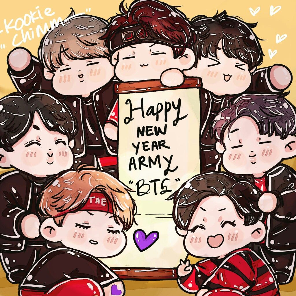 Ảnh chibi BTS Happy New Year
