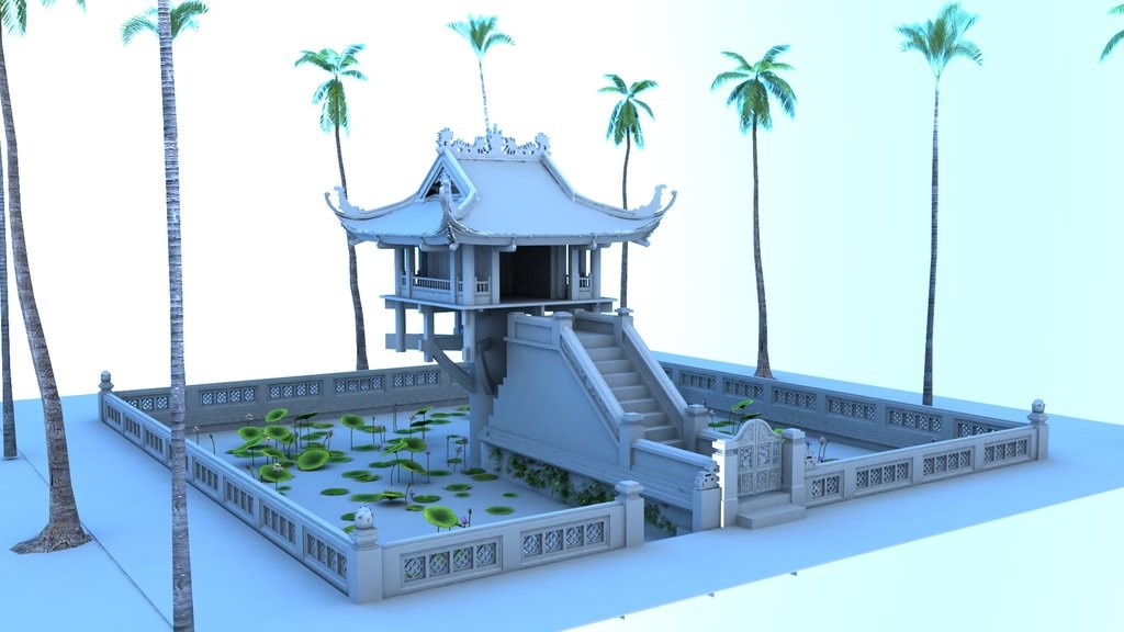 Ảnh mô hình 3D chùa Một Cột