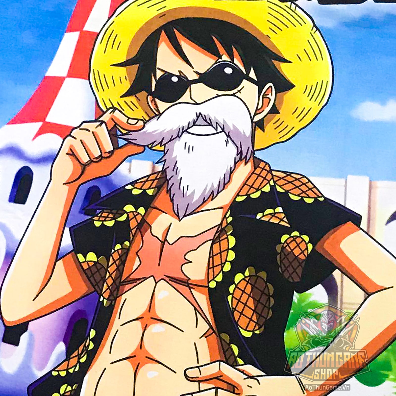 Hình ảnh One Piece Luffy để râu trắng Hình ảnh One Piece Luffy để râu trắng
