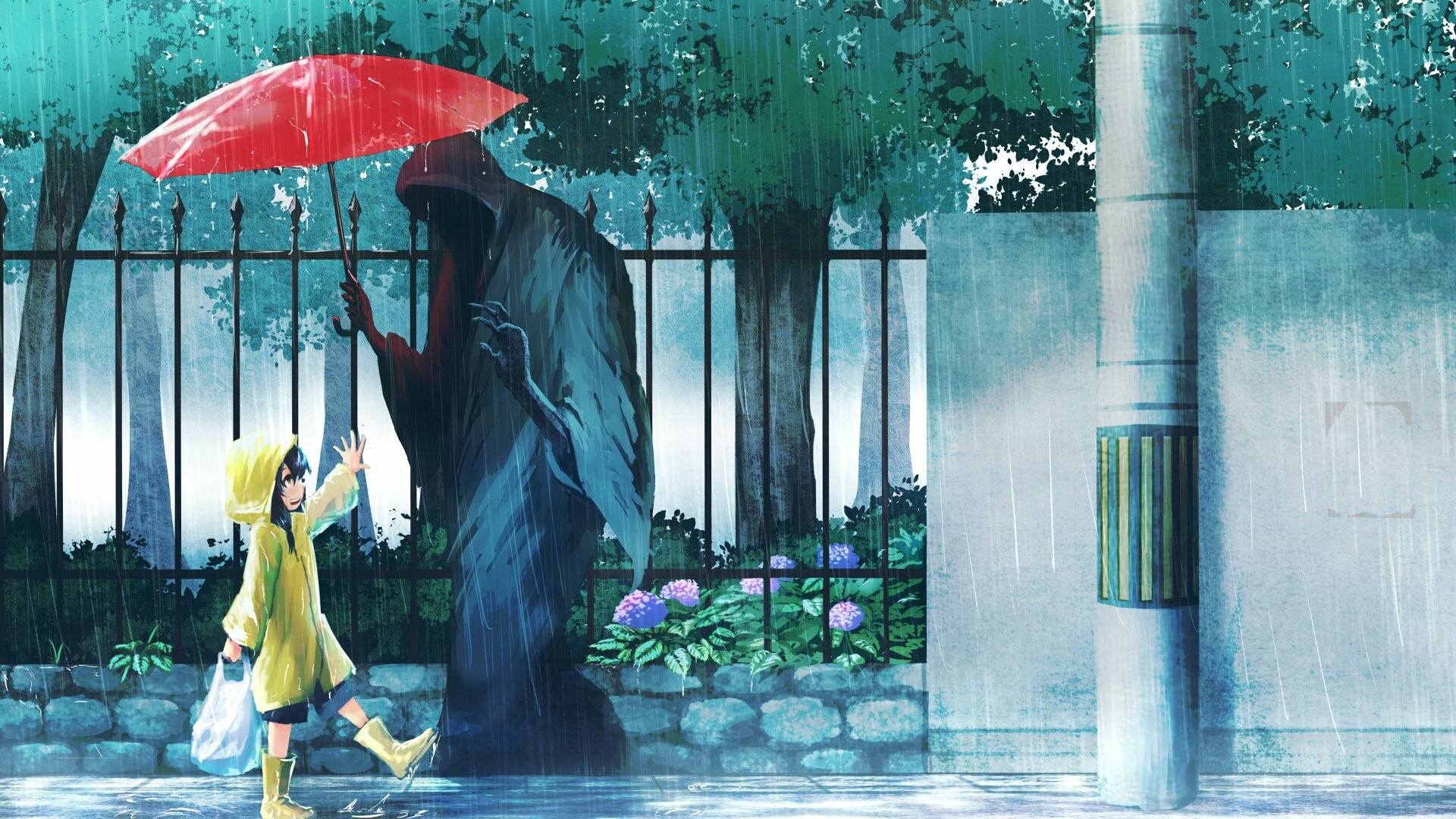 Ảnh anime trời mưa đẹp