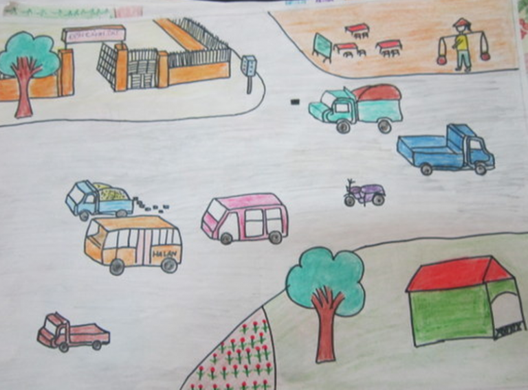 Tranh vẽ đề tài an toàn giao thông cho trẻ nhỏ