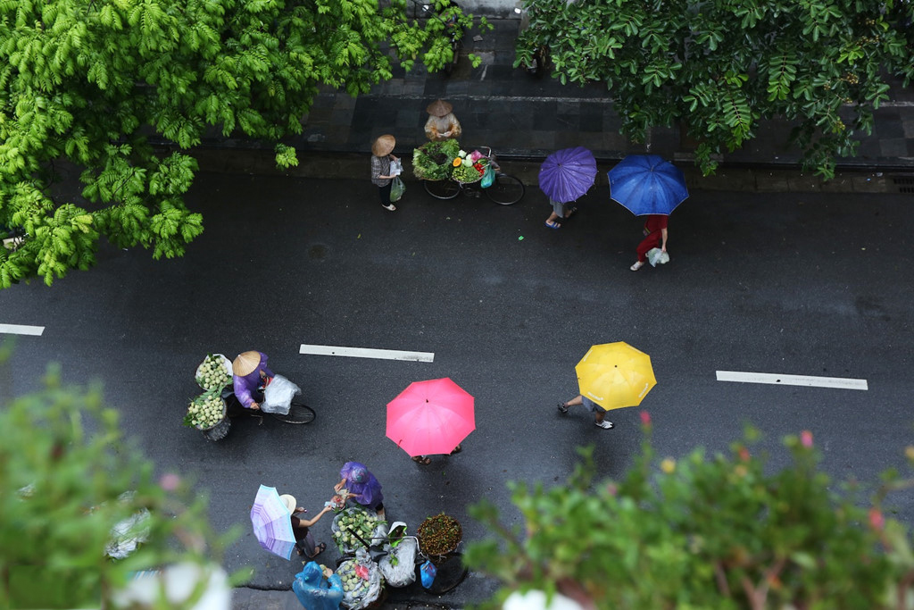 Hình ảnh góc phố nhỏ giữa mưa thu Hà Nội đẹp
