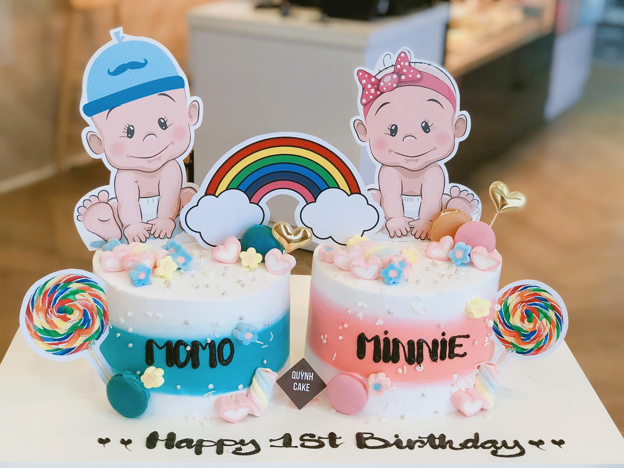 Hình ảnh bánh sinh nhật đôi Momo và Minnie